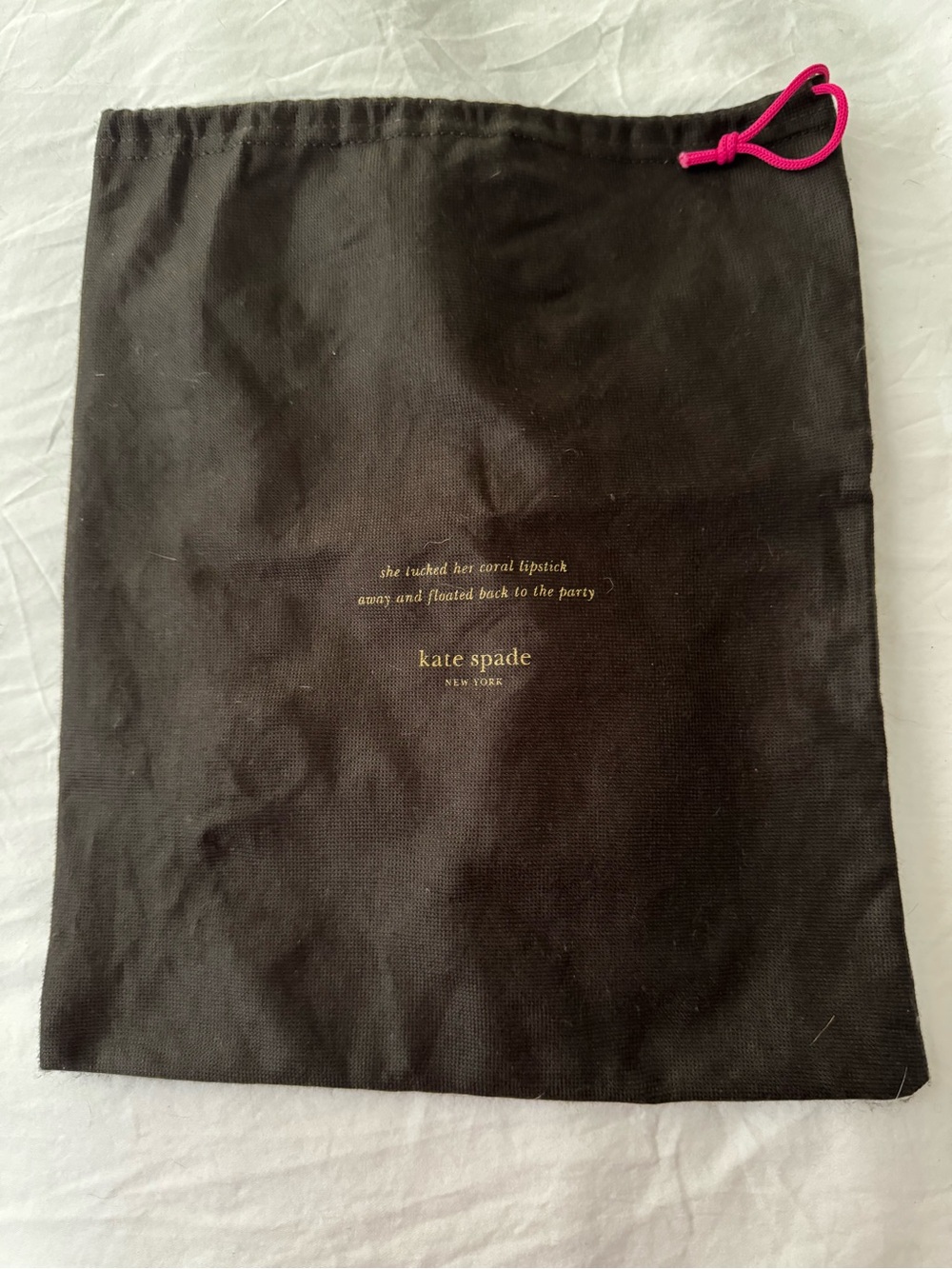 Kate Spade New York Dust Bag Black Pink Drawstring 13.5” x 11”